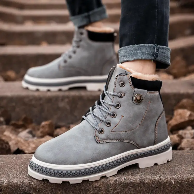 

2021 High-top snow boots winter cotton shoes plus velvet shoes warm sneakers men's shoes outdoor non-slip plus size men boots