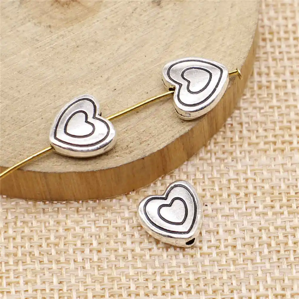 

Earring Charms For Jewelry Making 10pcs Love Beads 10mm Antique Silver Plated