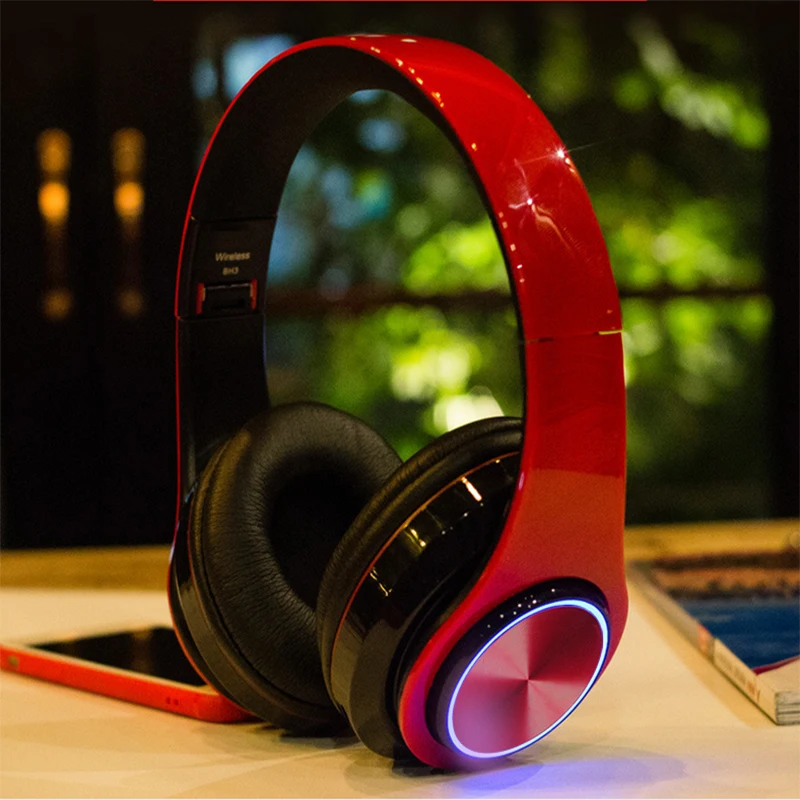 

B39 Bluetooth Headphones Portable Folding Headset mp3 player With Microphone LED Colorful Lights wireless Headphone