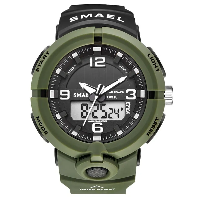 

Smael Military Watch Men Solar Energy Watches Led Display Analog Digital Quartz Wristwatches 50Bar Swim Cheap Price Dropshopping