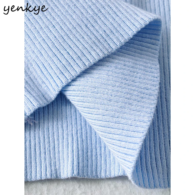 

YENKYE Fashion Women Vintage Solid Color Knit Dress Long Sleeve V Neck Sashes Sexy Pencil Winter Dress Knee Length Vestido