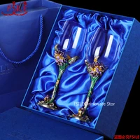 2pcs gift box enamel wine glass goblet glass crystal glass set high end wine glass wine glass champagne glass wine glass