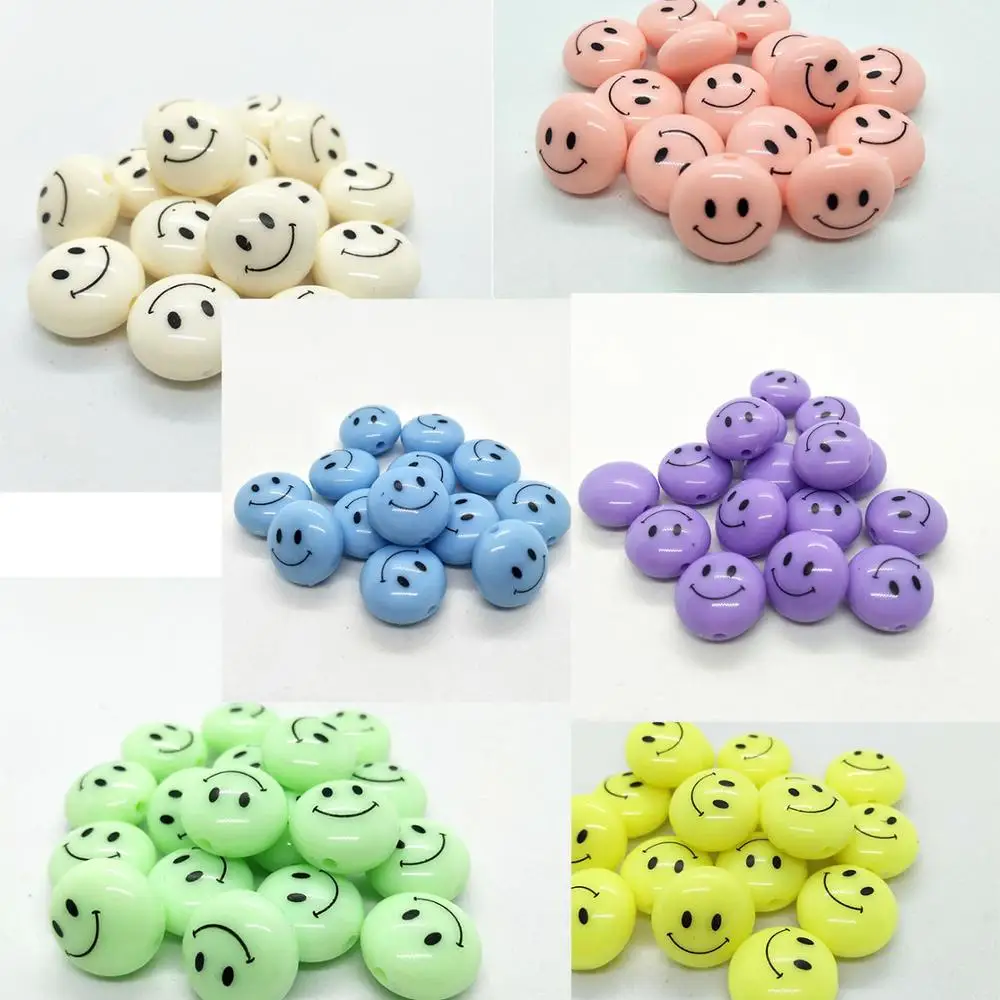 Бусины из смолы сделай сам со смайликом 18 мм 10 шт. бусины для браслетов серег
