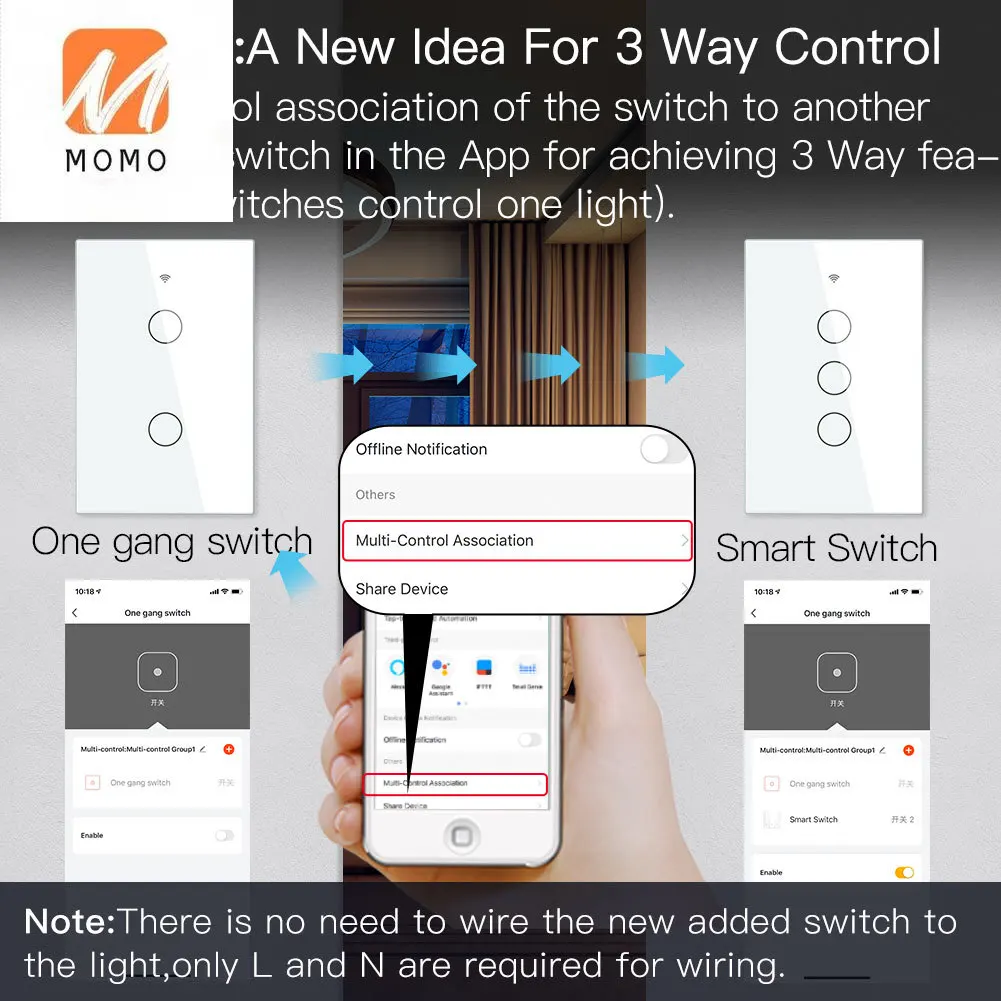 

New pairing mode with WiFi wireless WiFi Wall Touch Smart Light Switch
