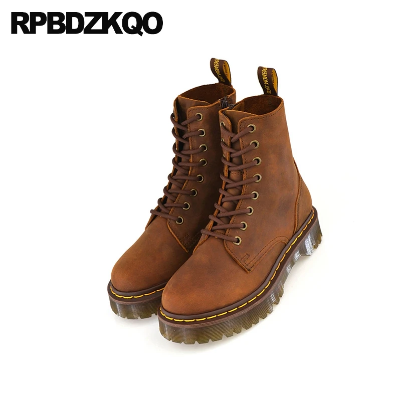 Muffin круглый носок Коричневые Женские Ботильоны на каблуке средней высоты Обувь