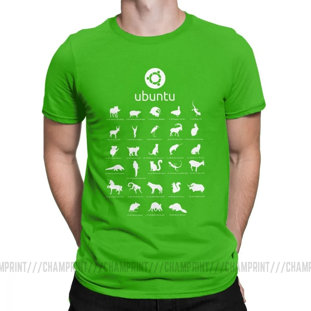 Забавные футболки Ubuntu Linux для мужчин, хлопковая Футболка с вырезом лодочкой, Distro Linux Debian, футболки с коротким рукавом, одежда с принтом - Цвет: Зеленый