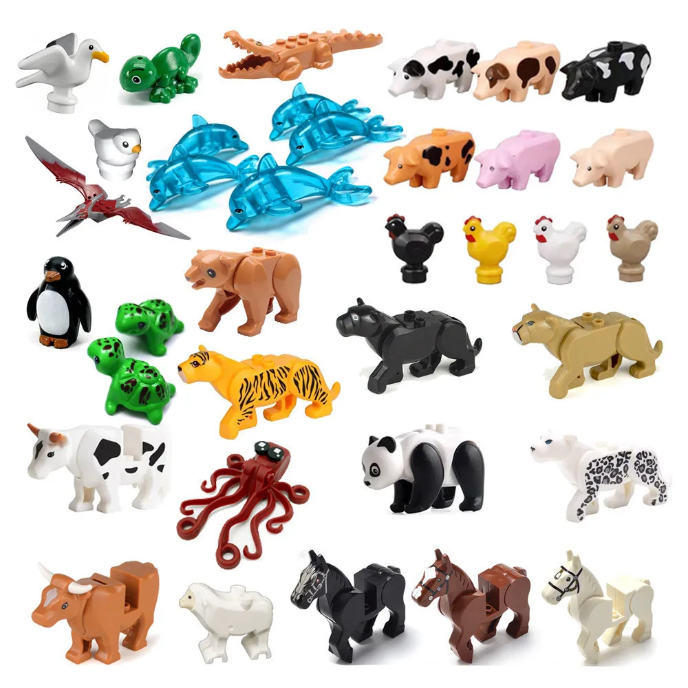 Конструктор MOC с животными детали для сборки совместимые городом детей Zoos Farm Dolphin