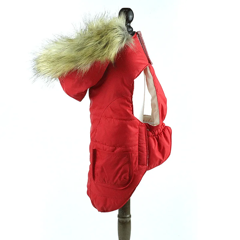 Зимняя одежда для домашних животных теплая куртка с капюшоном собак съемная