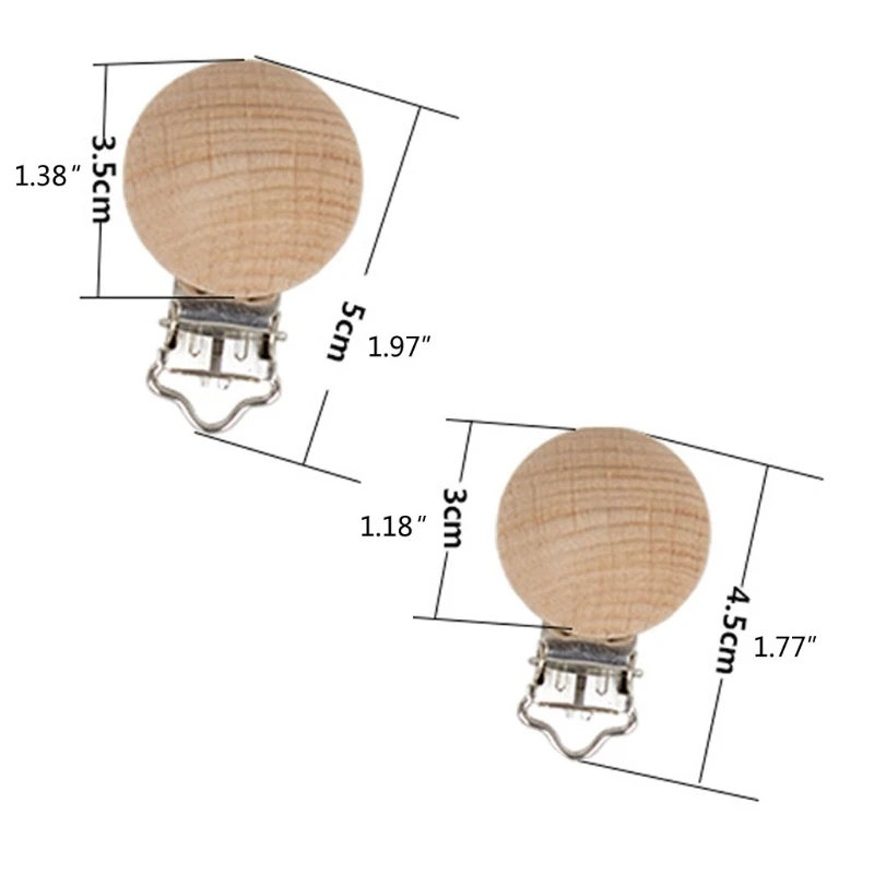 

20pcs Nipple Chain Accessories BPA Free Beech Wooden Pacifier Clip Baby DIY Pacifier Dummy Clip Soother Clasp Metal