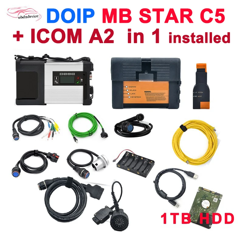 

Диагностический сканер для автомобилей, для BMW, для Mec-rde- DOIP MB Star C5/ ICOM A2 + B + C, 2 системы в 1 Тб HDD SD C5 + A2 icom, для более 2020 автомобилей