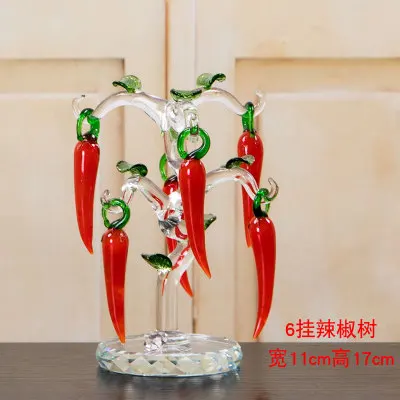 6pcs Single-hang Кристалл творческий день Чили дерево красные огненные украшения винный шкаф гостиная Свадебные украшения домашний декор стола - Цвет: 6pcs Single-hang