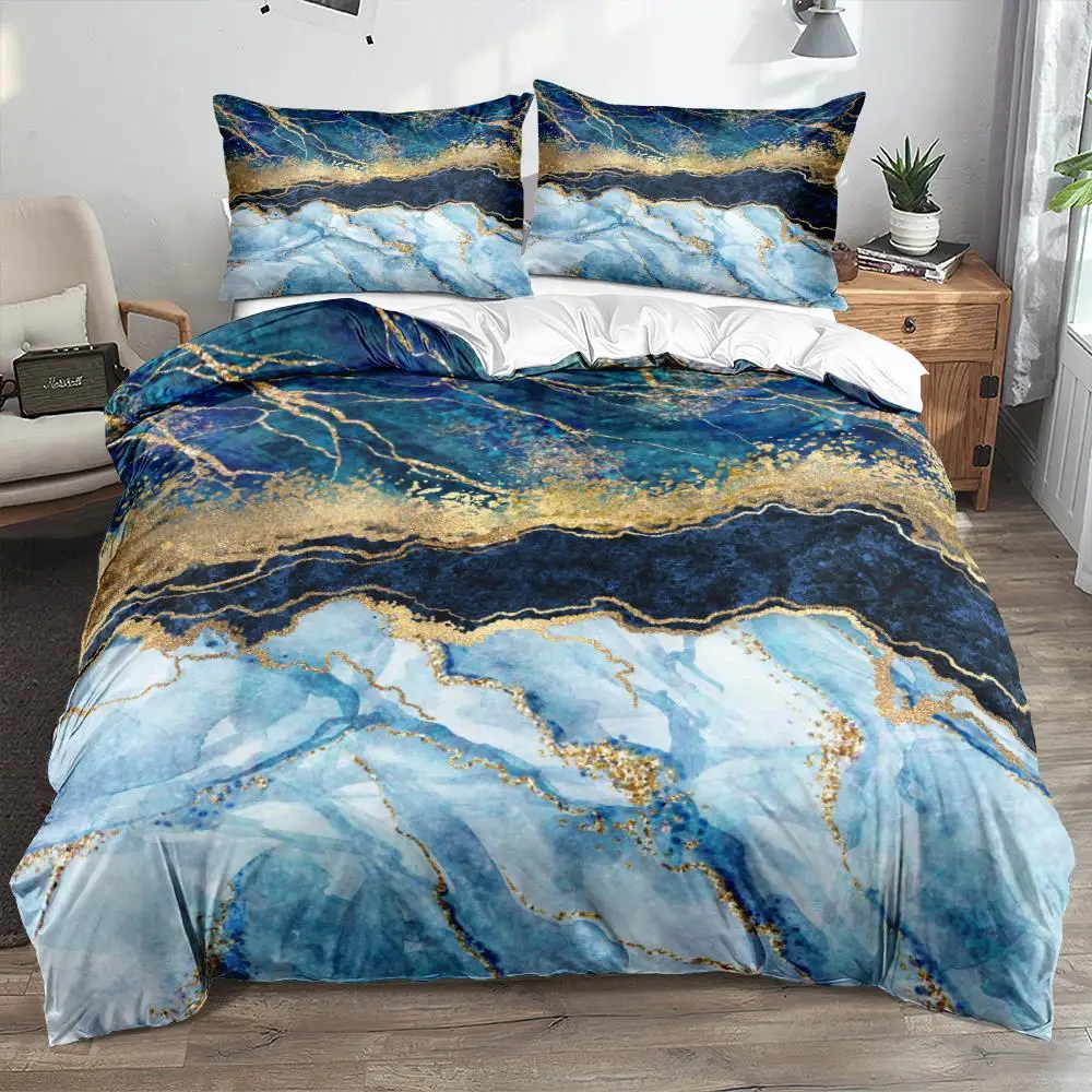 

3-Piece Duvet Cover Linens Bed 140x200 Bedspreads Classic 3D Marble Quilt Cover Set Bedding Sets Comforter Covers Pillowcases