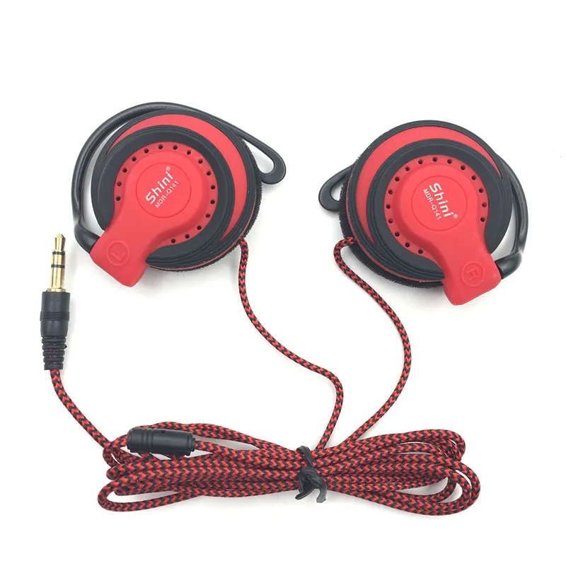 Red Shini Q141 спортивные наушники, музыкальные басы, наушники для бега, стерео наушники, гарнитура с крючком, гарнитура для iPhone/samsung - Цвет: Red