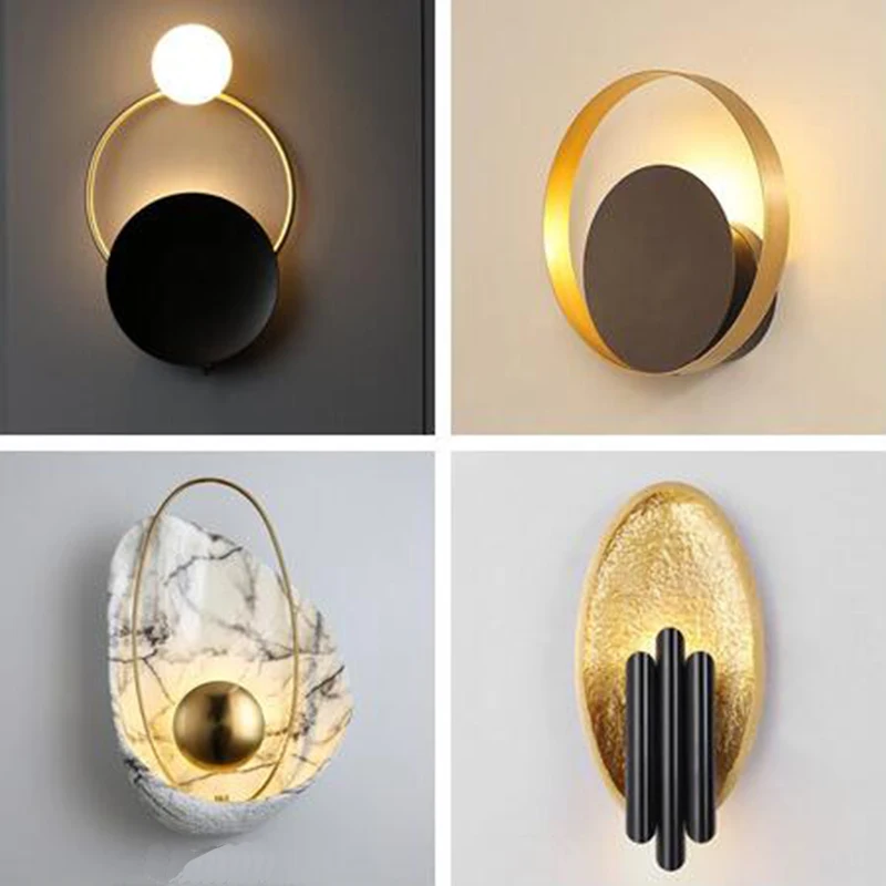 

Modern LED Gold Black Round Wall Lamp For Bedroom Living Dining Room Loft Hall Corridor Bedside Nordic Home Decor Sconce