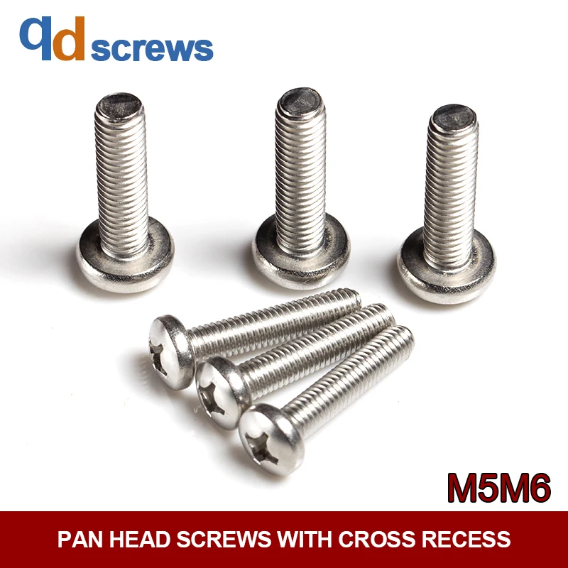 

M5M6 Common Stainless Steel Pan head screws with cross recess phillips Round Head Screw GB818 DIN7985 ISO 7045