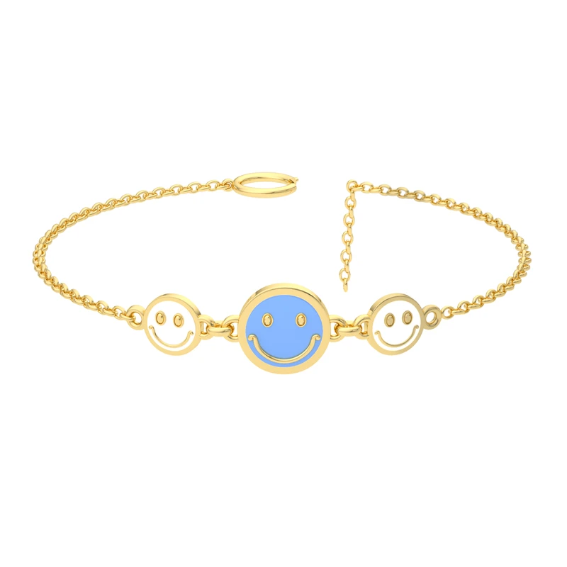 

925 Sterling Silver Smiley Face Bracelet For Women Smile Bracelets Fashion Jewelry Fadeless Golden Charms Braclet 18K Pulseras