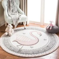 pink gray thick bedroom carpet kids playmat cute cartoon round carpet childrens room bedside rug computer chair floor mat