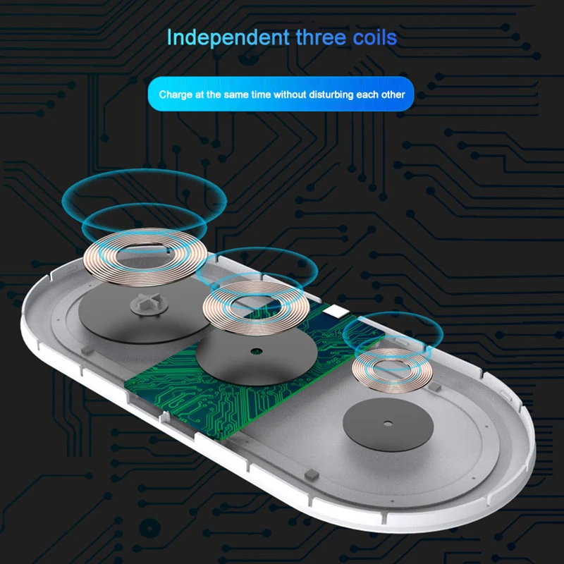

10W Wireless Charger For iPhone X XS MAX XR 8 3 in 1 Fast Wireless 3in1 Charging Pad for Airpods 2019 for Apple Watch 4 3 2