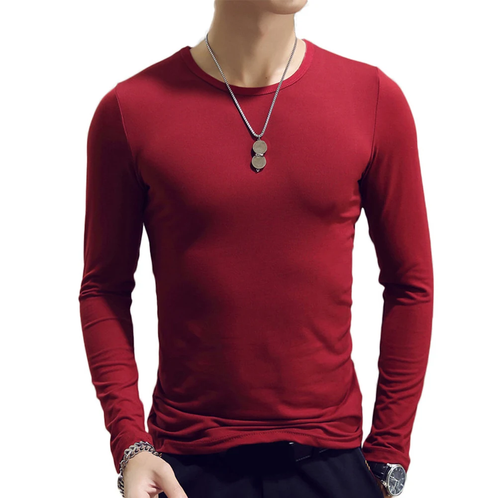 

Men T Shirt Long leeve Cotton Spring Autumn Thermal Undershirt Armor Mens T Shirts Full Sleeve Round Neck Casual Men'S Tees