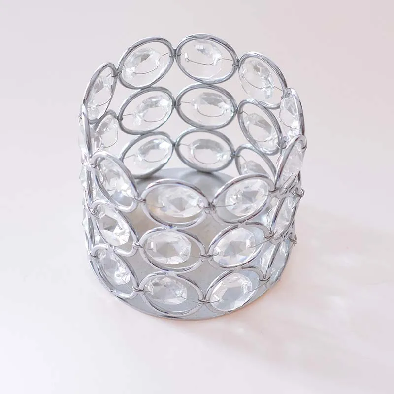 Silver 7X7cm Золотые серебряные хрустальные подсвечники Подставка для свадебного стола центральные украшения для дома на День святого Валентина - Цвет: Silver 7X7cm