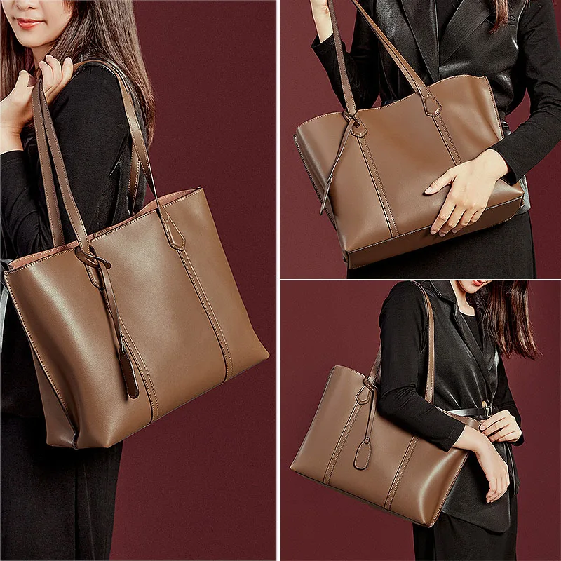 SC Fashion Genuine Leather Shoulder Bag For Women Large Casual Classic Tote Soft Real Female Daily Working Handags Purse |
