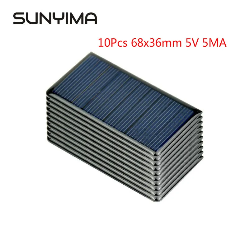 SUNYIMA 10 шт. 68x36 мм 5В 5ма мини поликристаллический кремний солнечная панель Китай