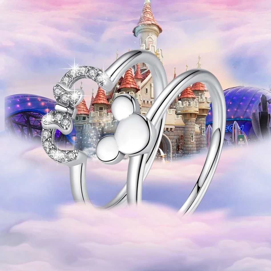 Кольцо женское из серебра 925 пробы с инкрустацией Минни | Украшения и аксессуары