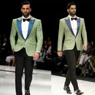 Мужской пиджак и брюки, светло-зеленый Блейзер и брюки, приталенные костюмы для свадьбы и подиума, на заказ