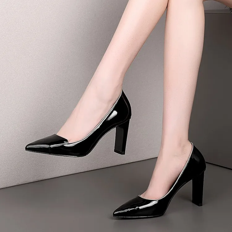 

Women's Sandals Solid Patent Leather Pointed Toe Fashion Brand High Heels Women Shoes High-quality Calfskin Elegant Ladies Shoes