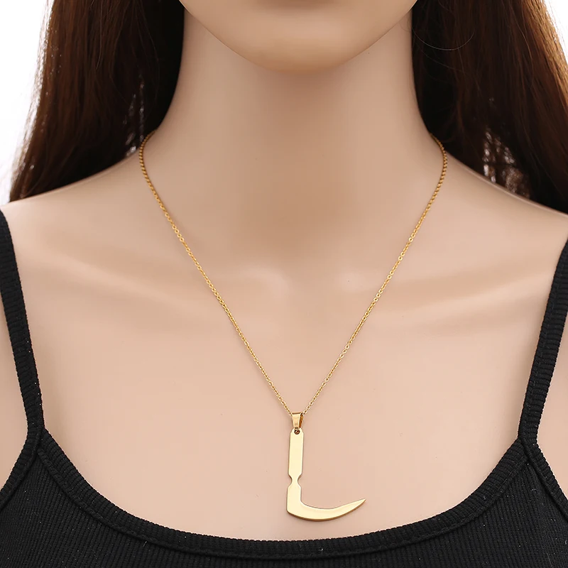 

Stainless Steel Jewelry Sickle Necklace For Women Men Personalized Grim Reaper Scythe Pendant Halloween Gift Necklaces Wholesale