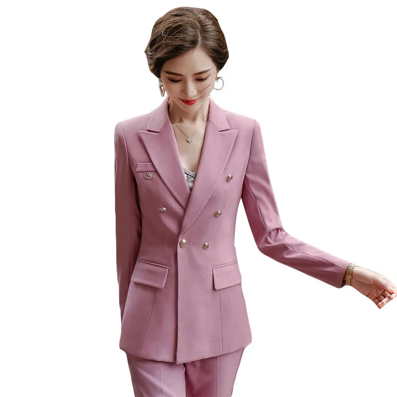 

High quality professional women's pants suit feminine jacket 2020 new spring and autumn double-breasted blazer Work clothes