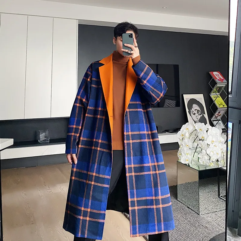 Мужской повседневный свободный шерстяной тренчкот в стиле ретро на осень и зиму