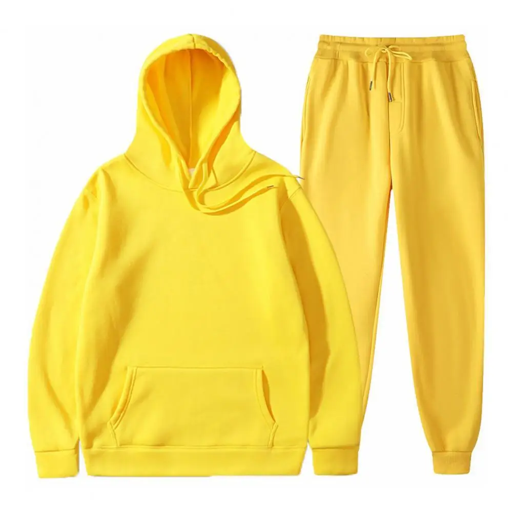 

Hot Sale Set Hoodie Pants Set Solid Color Hooded Men Women Drawstring Large Pocket Sweatshirt Sweatpants for Sports 2021 Fashion