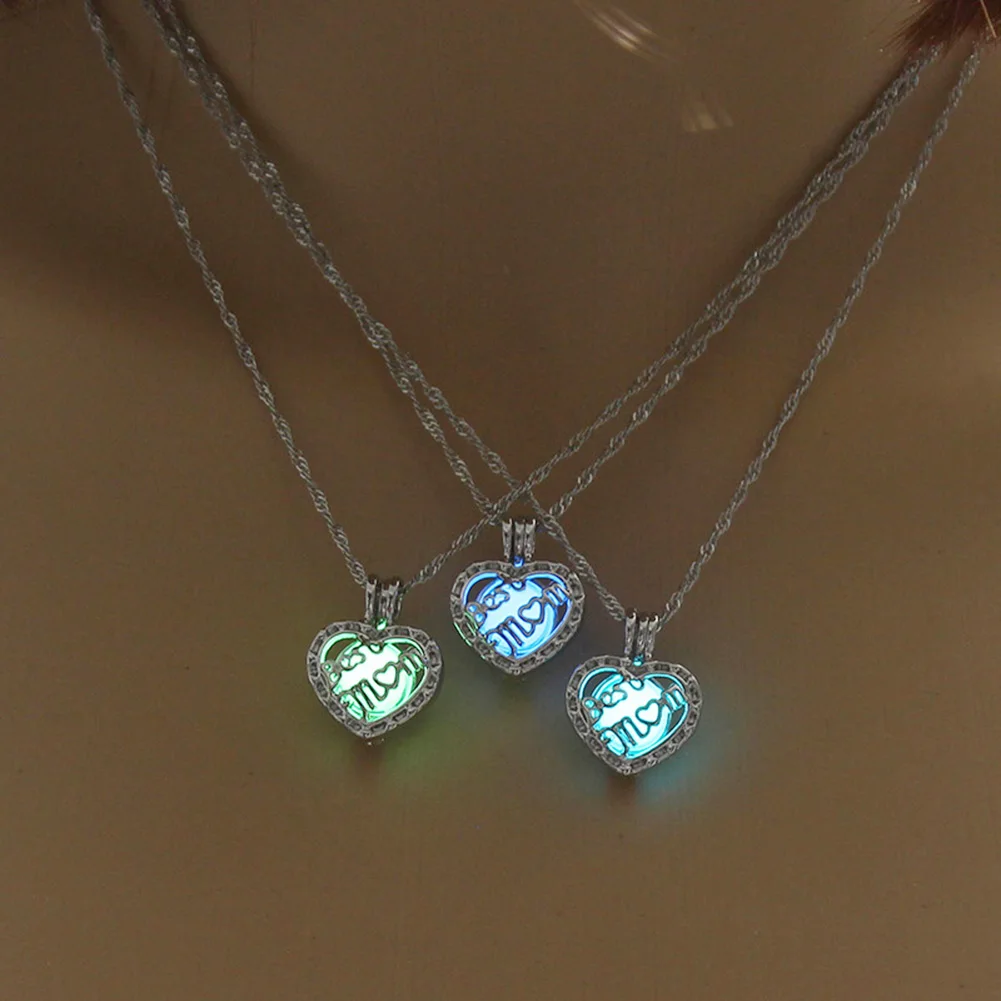 Винтажное Очаровательное ожерелье с подвесками для женщин светящееся сердце