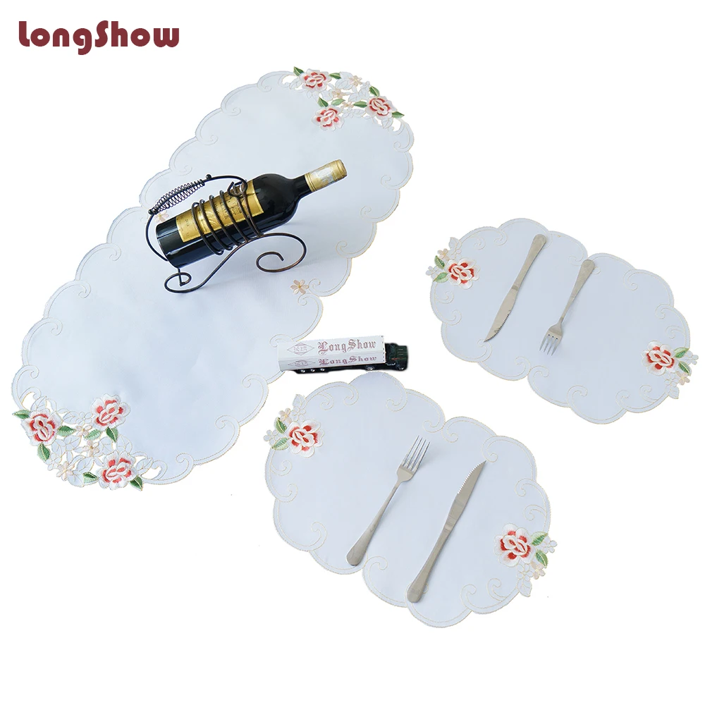 Cabinet Cover Creative Rose Oval White Table Runner Placemat