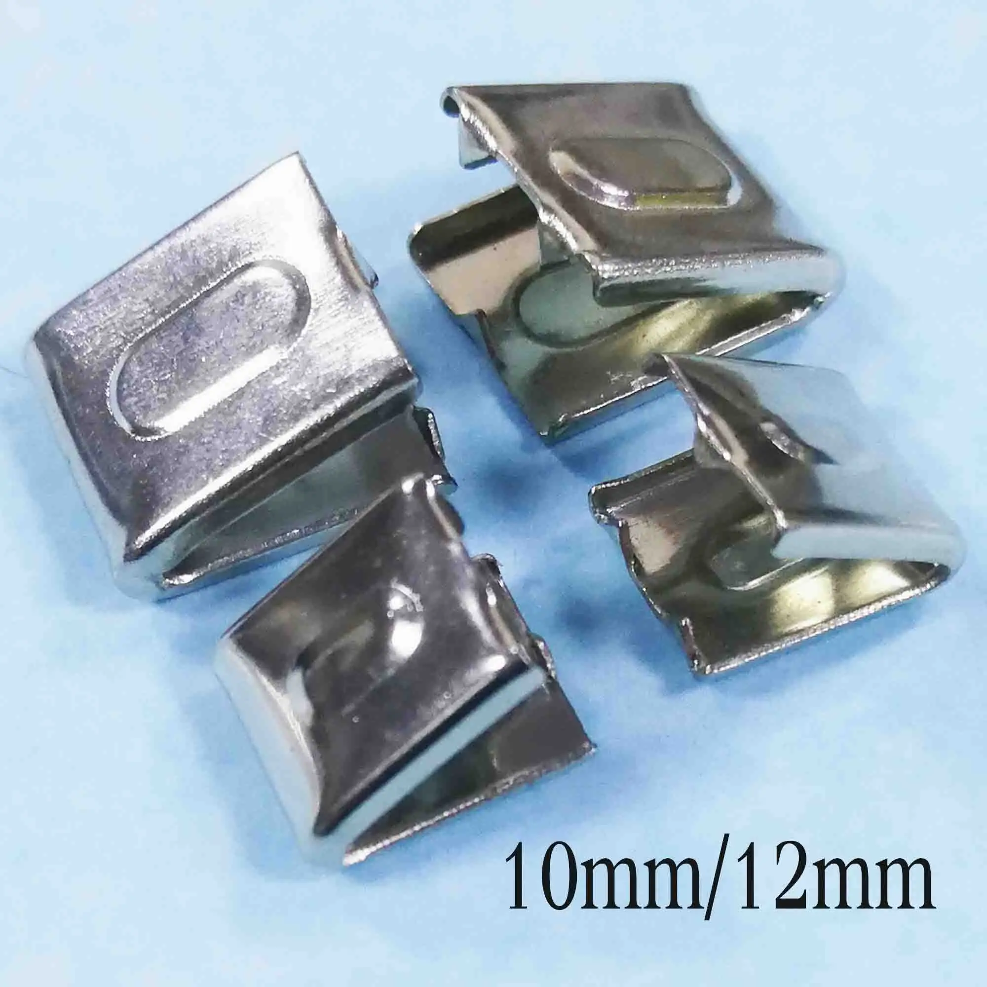 

100 Pcs Silver Ribbon Fastener Crimp 10MM/12MM Ends Clasp Closures Bracelet Jewelry Making Webbing Leather Stringing