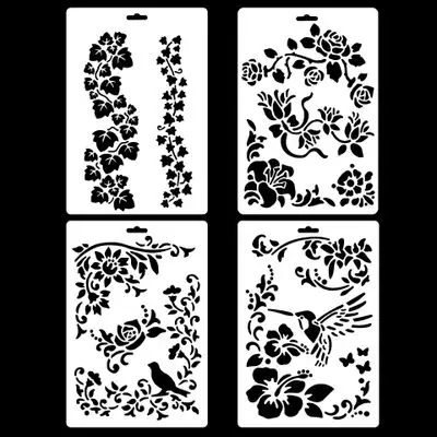 18*26 трафареты с цветами и птицами из ПВХ для поделок раскраска скрапбукинга