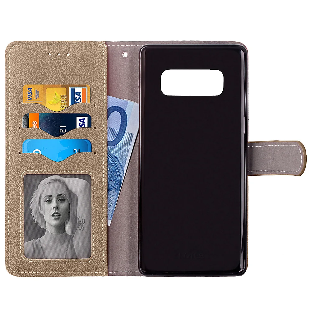 

Luxury Frosted leather case for Samsung Galaxy S7 edge S8 S9 Plus Note8 Note9 Flip wallet With card holder protective case Ambok