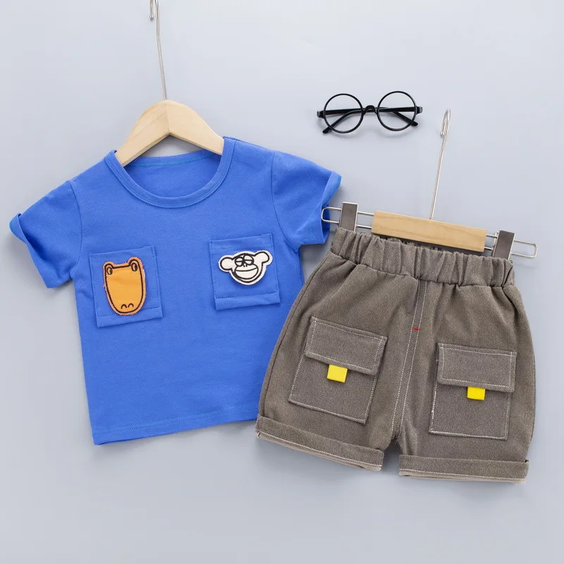 

2021 Baby Boys Summer Tooling Clothing Sets Infant Girls Fashion Cartoon Shirt + Shorts 2Pcs Outfits Kids Casual Clothes Suits