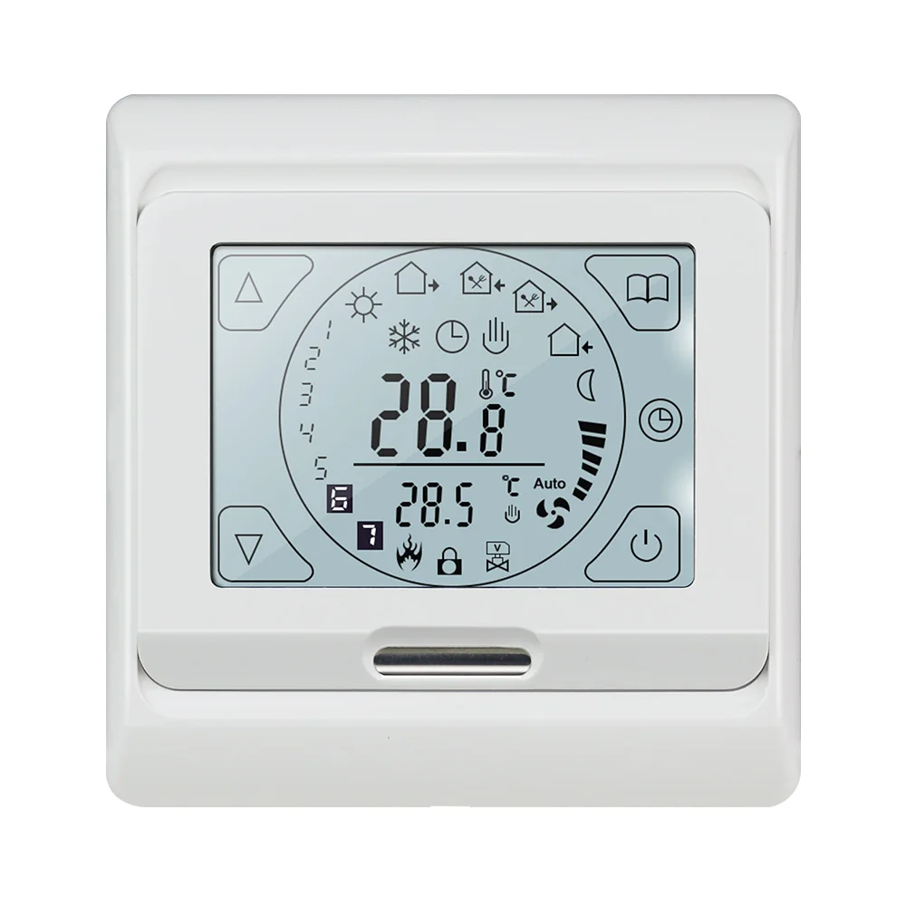 AC 16A 230V Eletric Floor Heating Thermostat System Digital Temperature Controller Room Air LCD Backlight Touch Screen + Cable