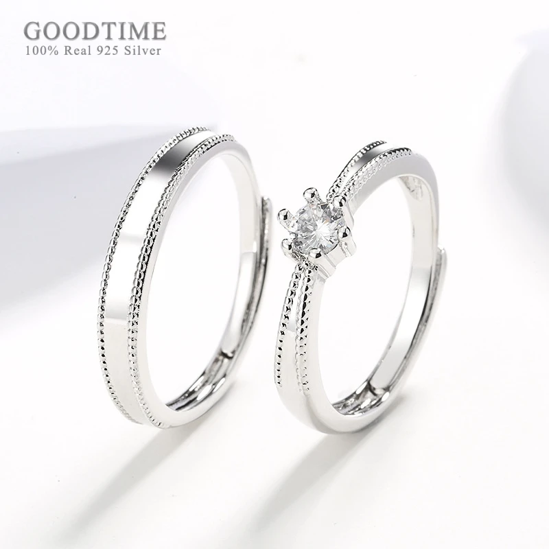 Модные обручальные кольца для пар из 100% настоящего серебра 925 пробы кольцо с