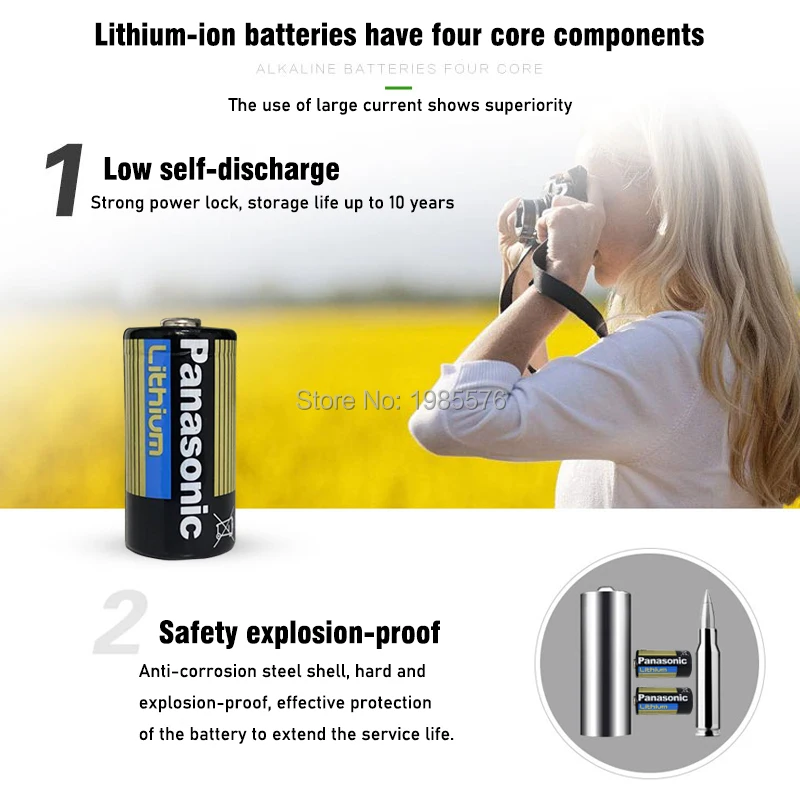 Оригинальная литиевая батарея PANASONIC CR123A CR123 123A CR 123 A123 CR17345 16340 3 в фонарик для