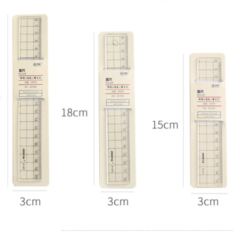 

Transparent Simple Ruler Square Ruler Student Office Learn Cute Stationery Drawing Supplies 18cm 20cm