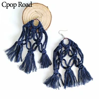 cpop new handmade weave long macrame earring boho elegant tassel earring bridesmaid jewelry accessories gift hot sale wholesale