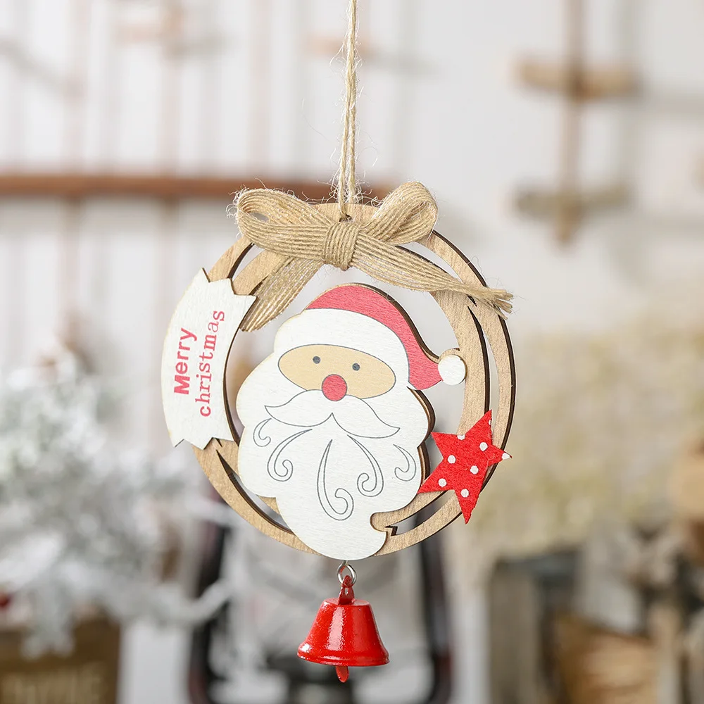 Santa Claus Украшения для рождественской елки 1 шт. Санта Клаус снеговик лося деревянный венок подвесной кулон Chritmas орнамент для дома год, Q - Цвет: Santa Claus