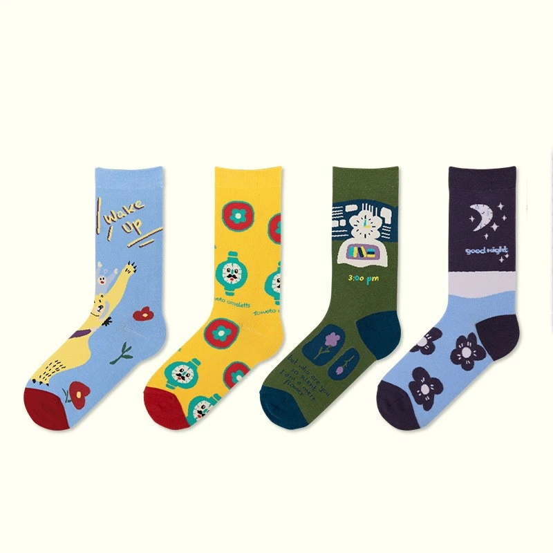 

Красивые Женские Звездные носки, хлопковые модные спортивные трендовые носки, креативные удобные носки унисекс с мультяшным принтом