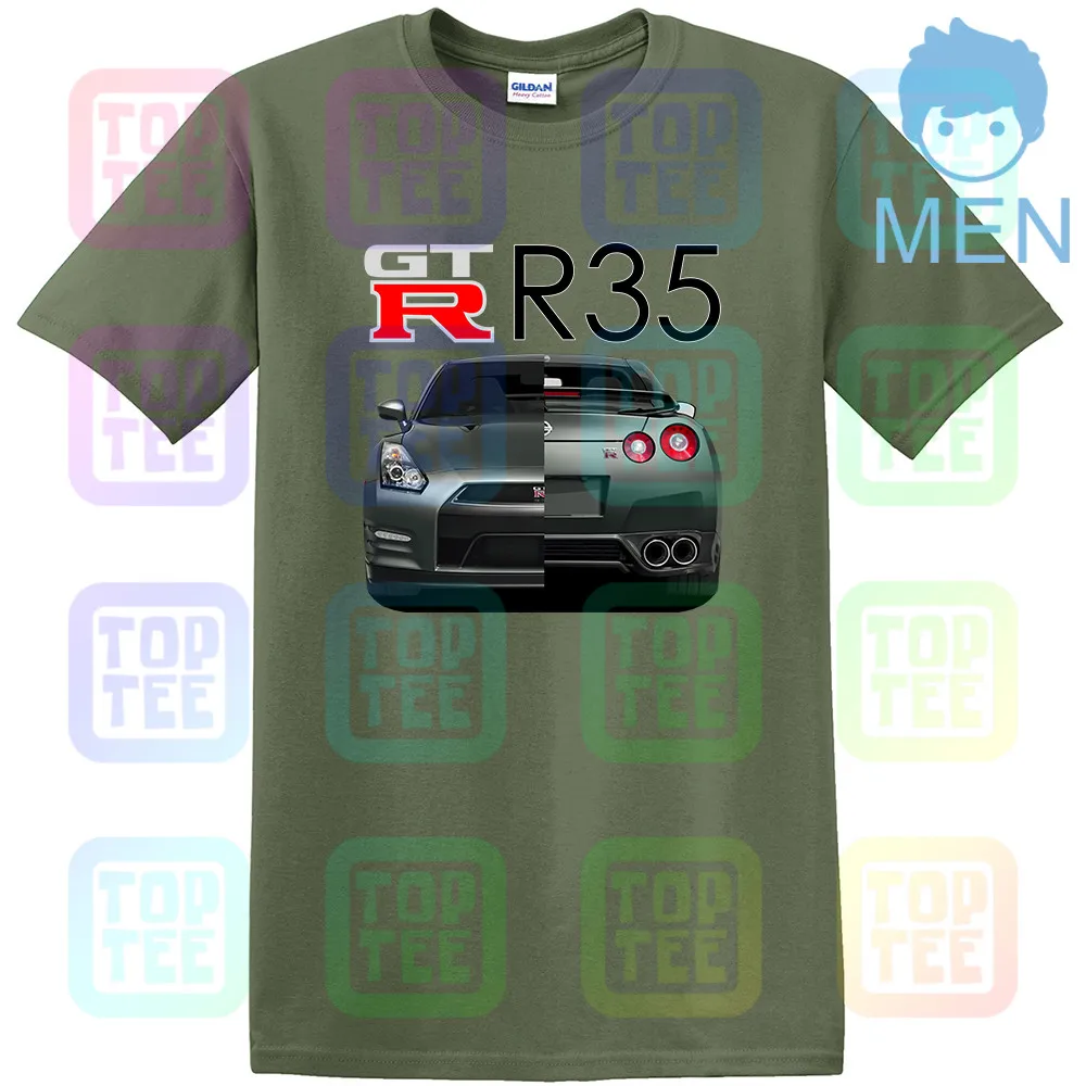 Армейский зеленый NISSAN GTR Skyline R35 R32 R33 R34 двигатель Замена значок турбо футболка - Цвет: Армейский зеленый