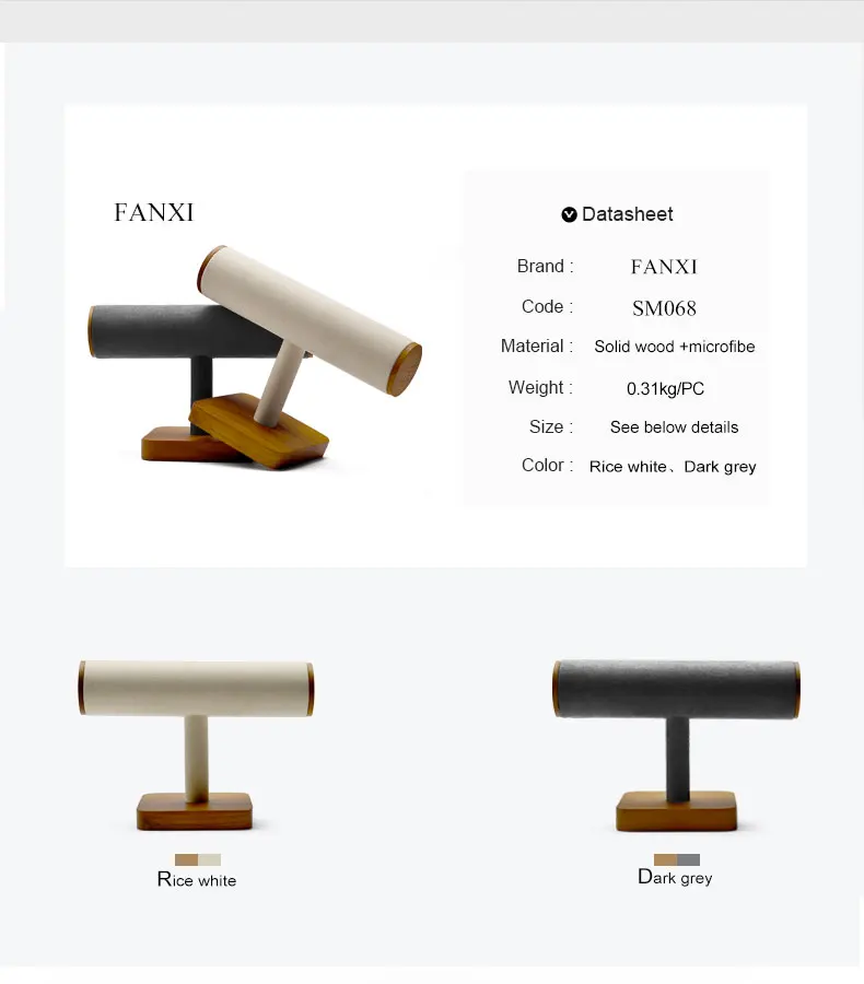 Oirlv Wooden Jewelry Display T Type Jewelry Stand Microfiber Necklace Bracelet Display with Showcase Jewelry Holder