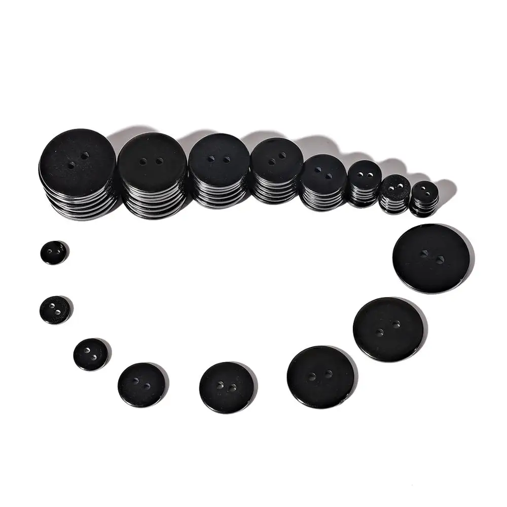 Высококачественные глянцевые круглые стеклянные пуговицы из смолы черные