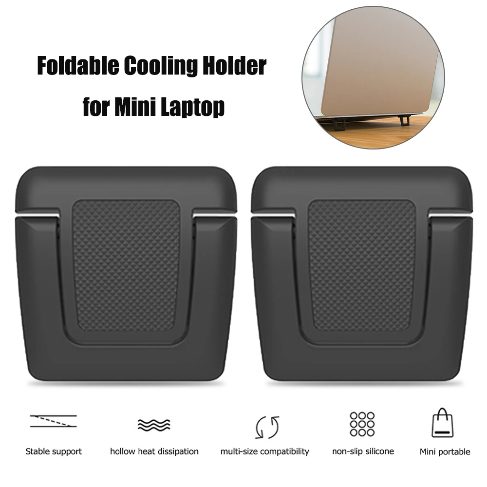 

2pcs Laptop Stand Set Mini Folding Anti Slip Black Notebook Rack Waterproof Holder Heat Dissipation Adjustable Bracket